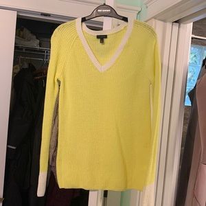 Spring bright yellow pop and white trim Talbots sweater Size XS